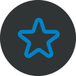 Blaues Stern-Icon auf dunklem Hintergrund.